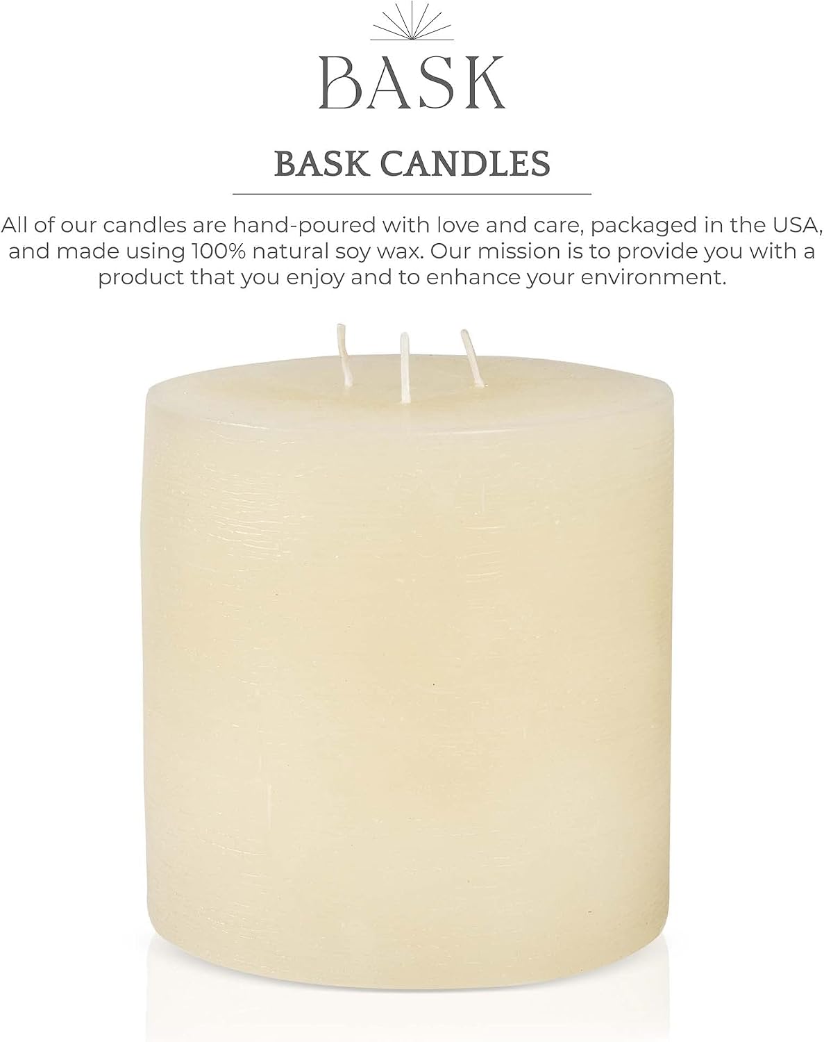 Bask Large Mottled Pillar Candles - Unscented - 6-Inch Diameter for Extra-Wide Holders - 3-Wick Candles for Home and Events - Ivory