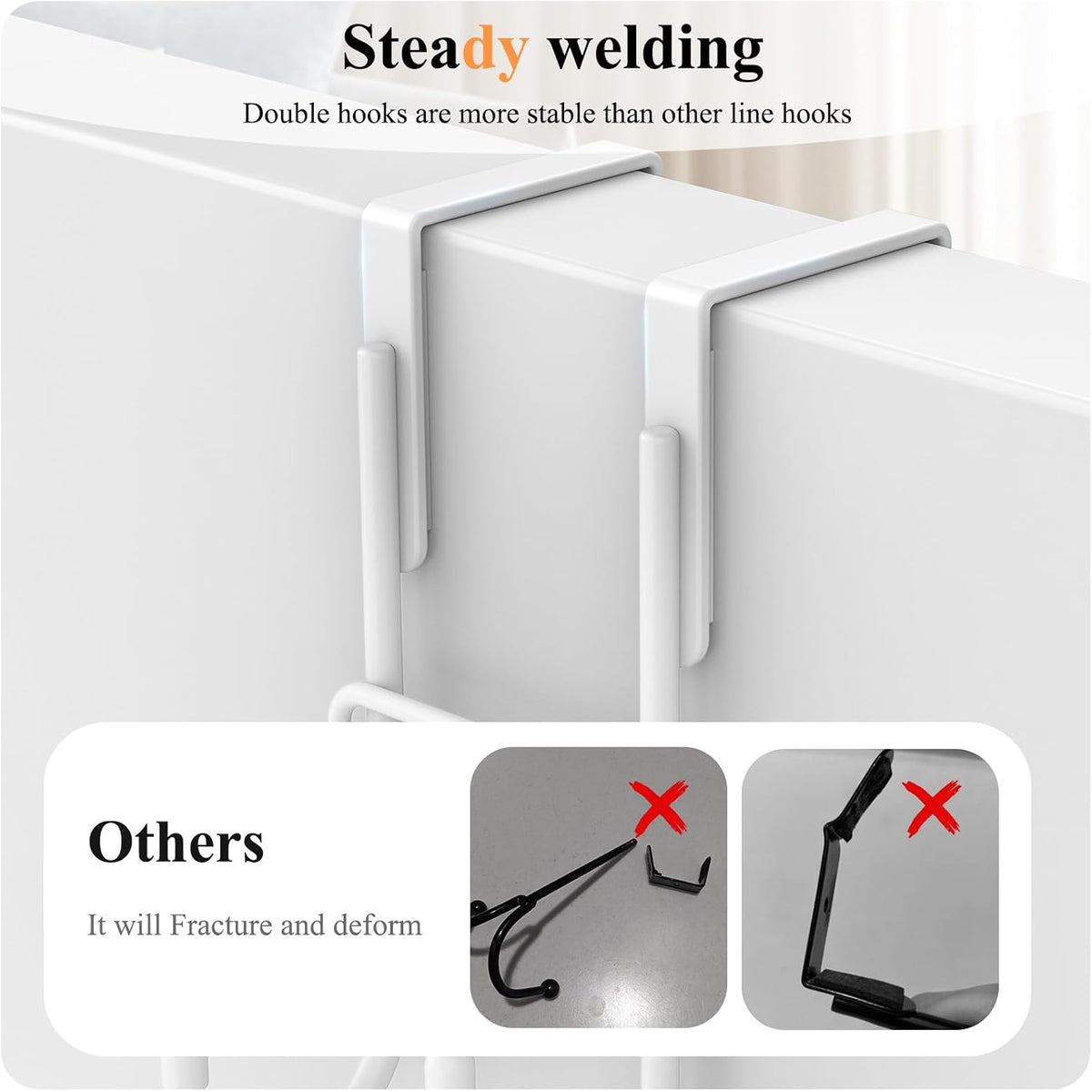 FYY Over the Door Hooks, 2 Pack Heavy Duty Double Hanger, Fits 1.5 in Door