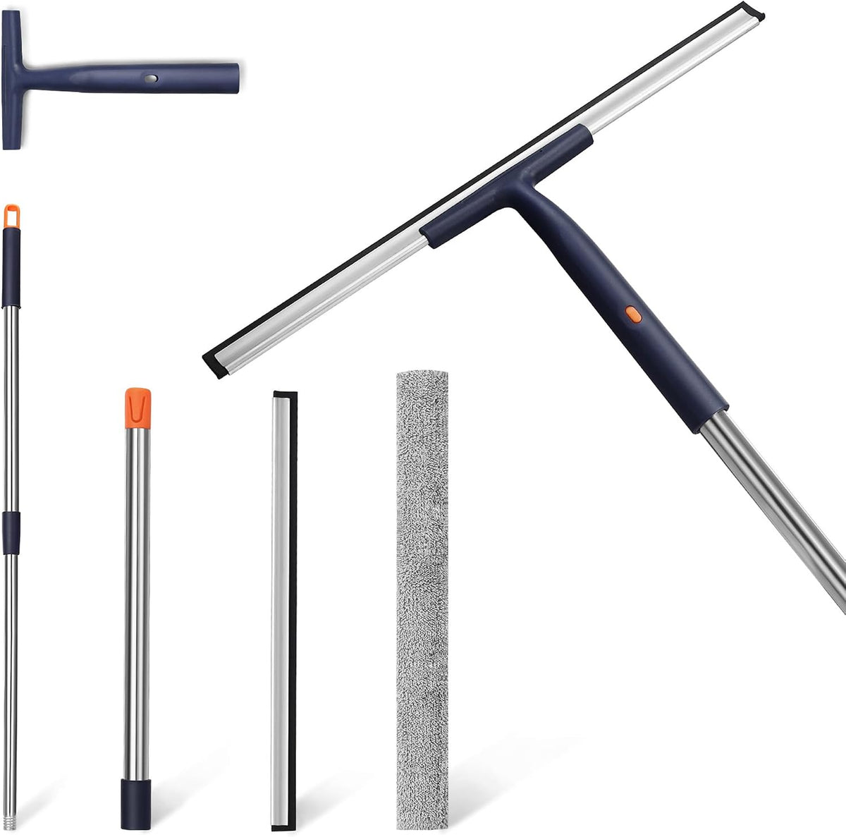 Window Squeegee Kit with Pole and Scrubber, (16" Kit)