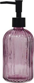 Black Pump Glass Soap Dispenser, 13.5oz, Purple Stripe