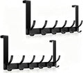 Optish Over The Door Hooks, Door Hanger Hooks for Hanging, Over The Doors Towel Racks for Bathroom with 12 Coat Hook, Coat Rack Bathroom Accessories（2 Pack, Black）