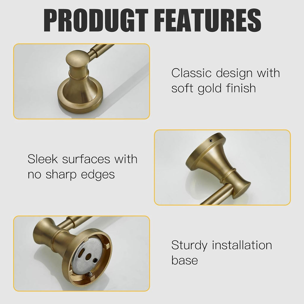 BESy Towel Racks for Bathroom Wall Mounted Bath Towel Bar Antique Brass