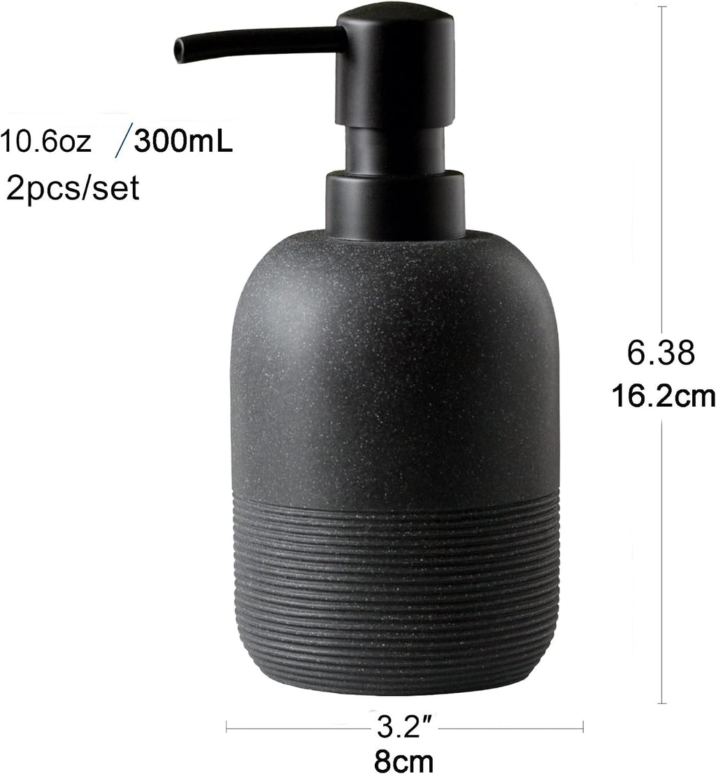 GalDal Matte Black Soap Dispenser Sets with Pump,Hand Soap and Lotion Dispenser for Bathroom Countertop,Morden Soap Dispenser for Kitchen-10.6oz.