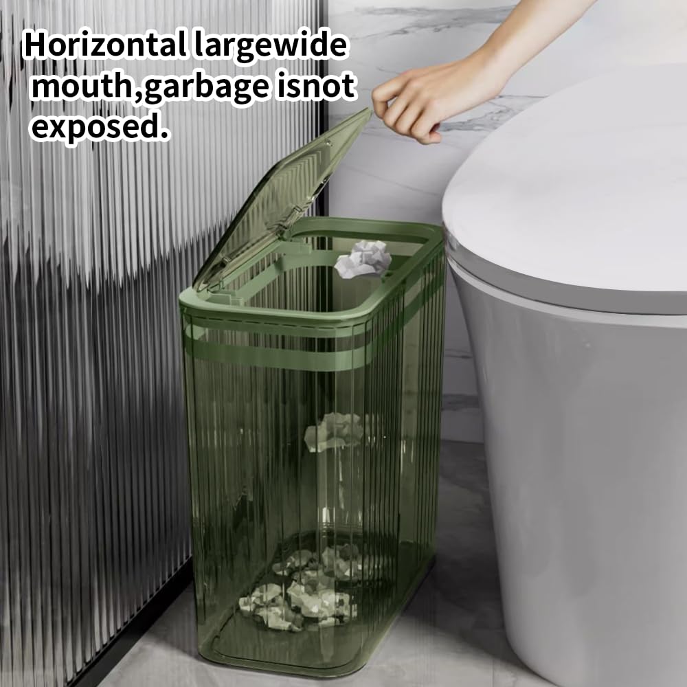 Bathroom Trash Cans with Lids, 3.5 Gallon (Green)