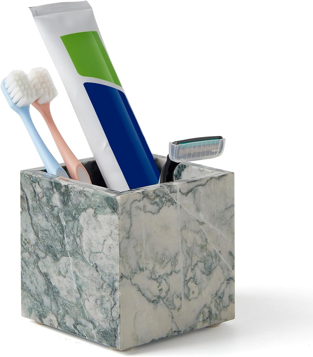 Real Luxurious Natural Marble Toothbrush Holder & Makeup Brush Organizer