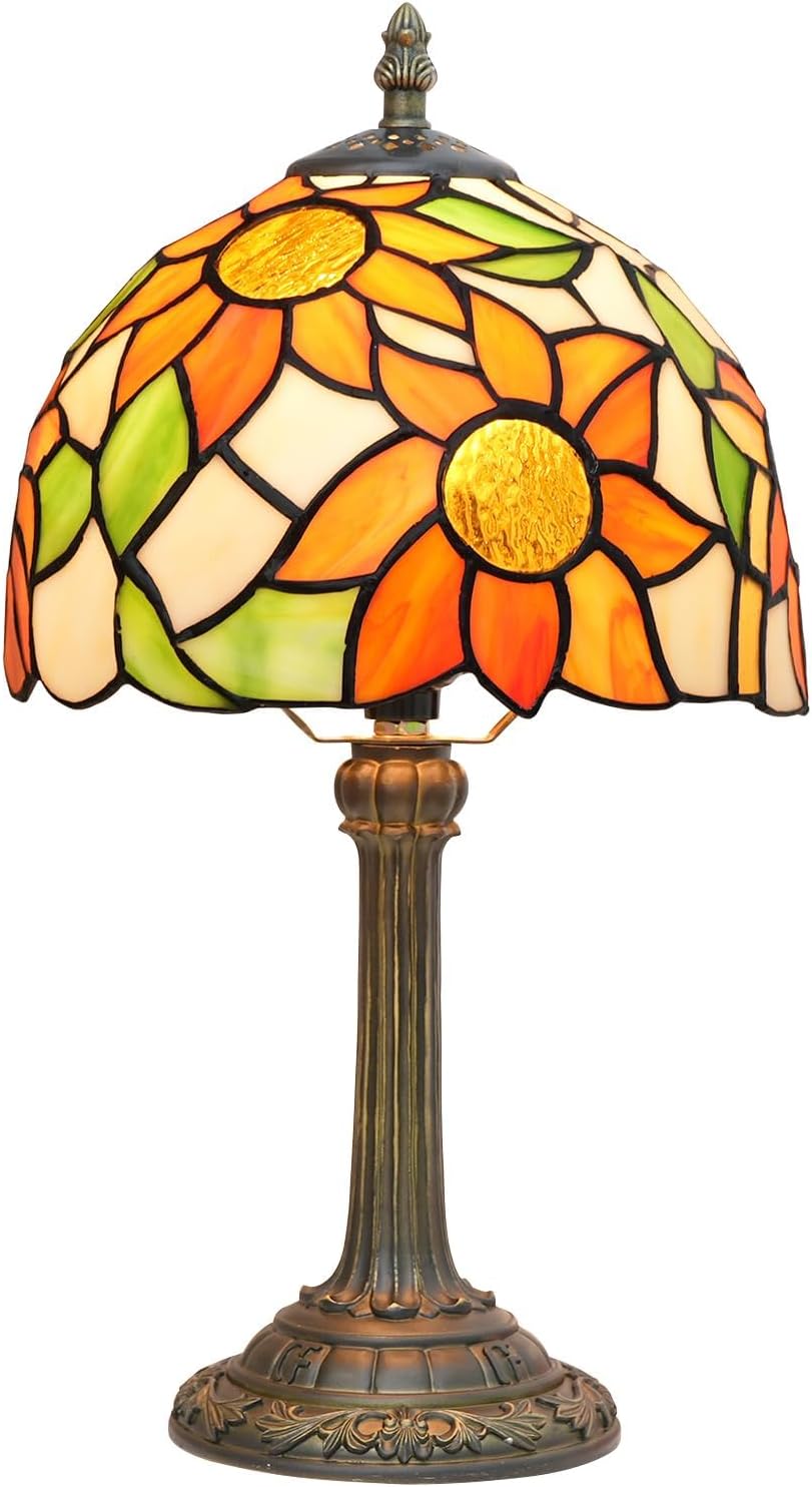 Tiffany Lamp Stained Glass Table Lamp Sunflower Style Small Bedside Lamp Living Room Dining Room Reading Office Decoration Desk Lamp Home Decoration Creative Gift