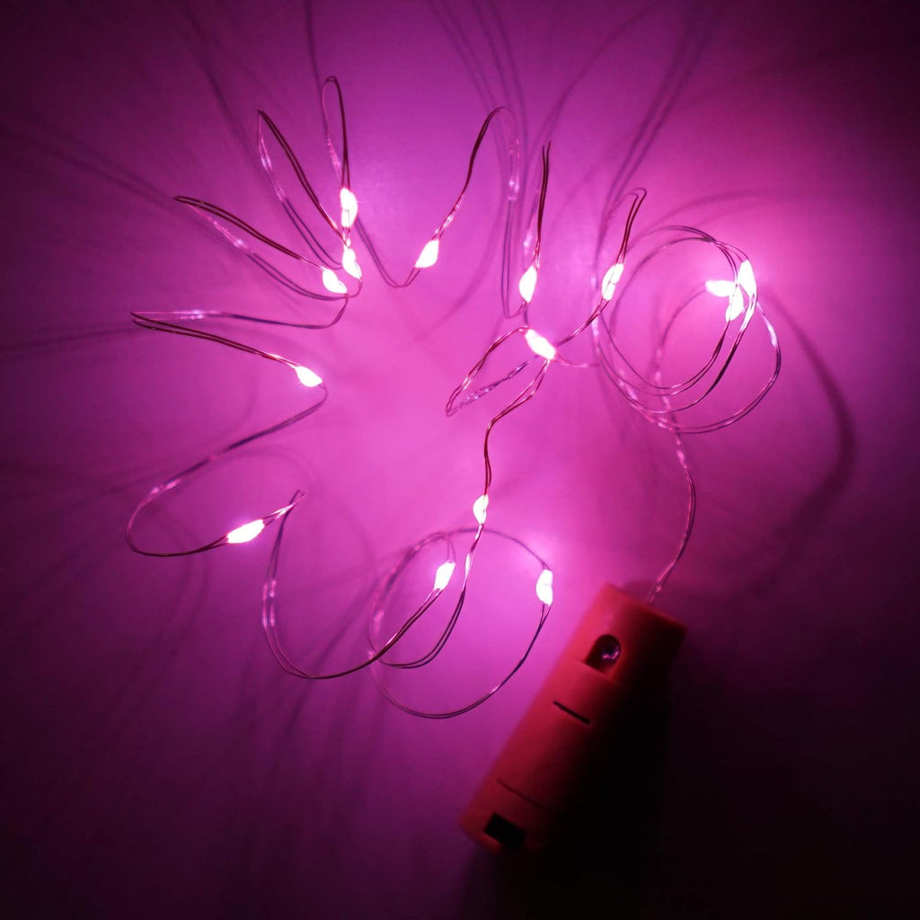 Wine Bottle Lights with Cork, 6 Pack Battery Operated 15 LED Cork Shape Silver Wire Colorful Fairy Mini String Lights for DIY, Party, Decor, Christmas, Halloween,Wedding (Pink)