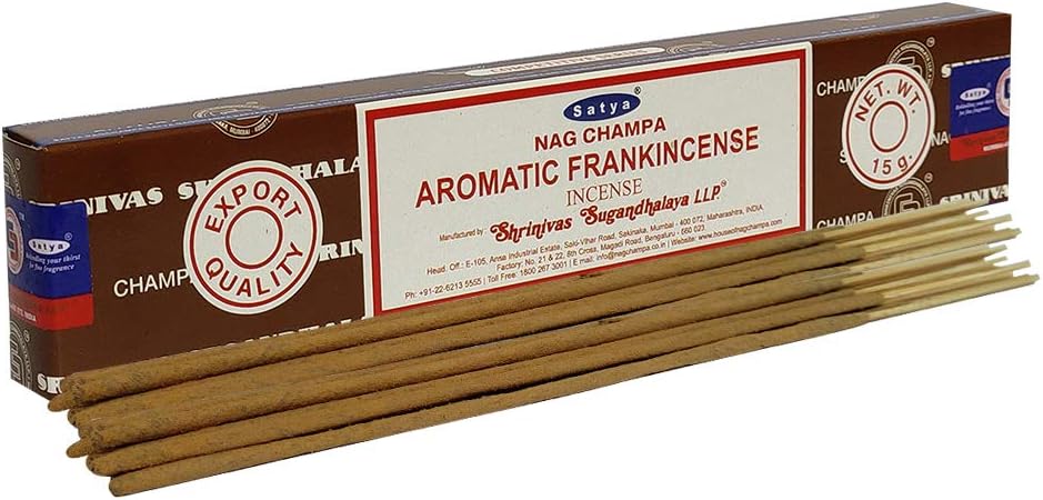 Satya 01344 Aromatic Frankincense Incense Sticks, 12 Packs x 15g, us:one Size