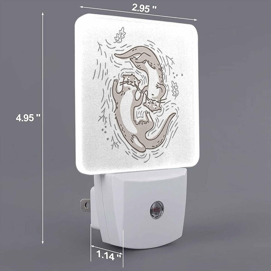 LED Night Light,Funny Couple Otter LED Night Light Plug into Wall with Dusk to Dawn Light Sensor White Energy Efficient Nightlight for Bedroom Bathroom Hallway Living Room Kitchen