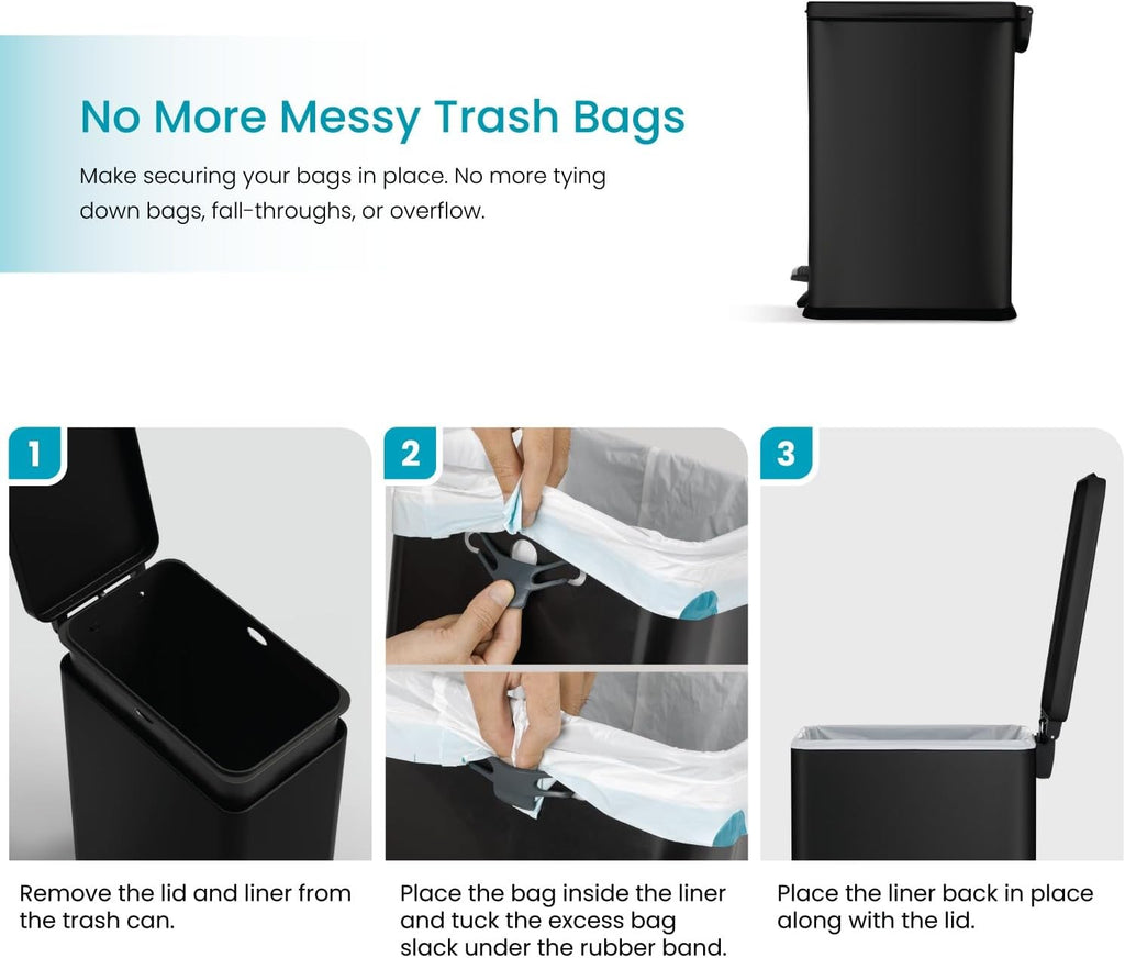 Home Zone Living 4 Gallon Kitchen Trash Can with Slim Fit Design