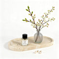 Natural Travertine Vanity Tray for Bathroom Countertop, 12" L x 6" W Light Beige Cream Decorative Tray with 4 Non-Slip Silicone Gaskets, Marble Tray for Jewelry, Perfume, Dresser Organizer
