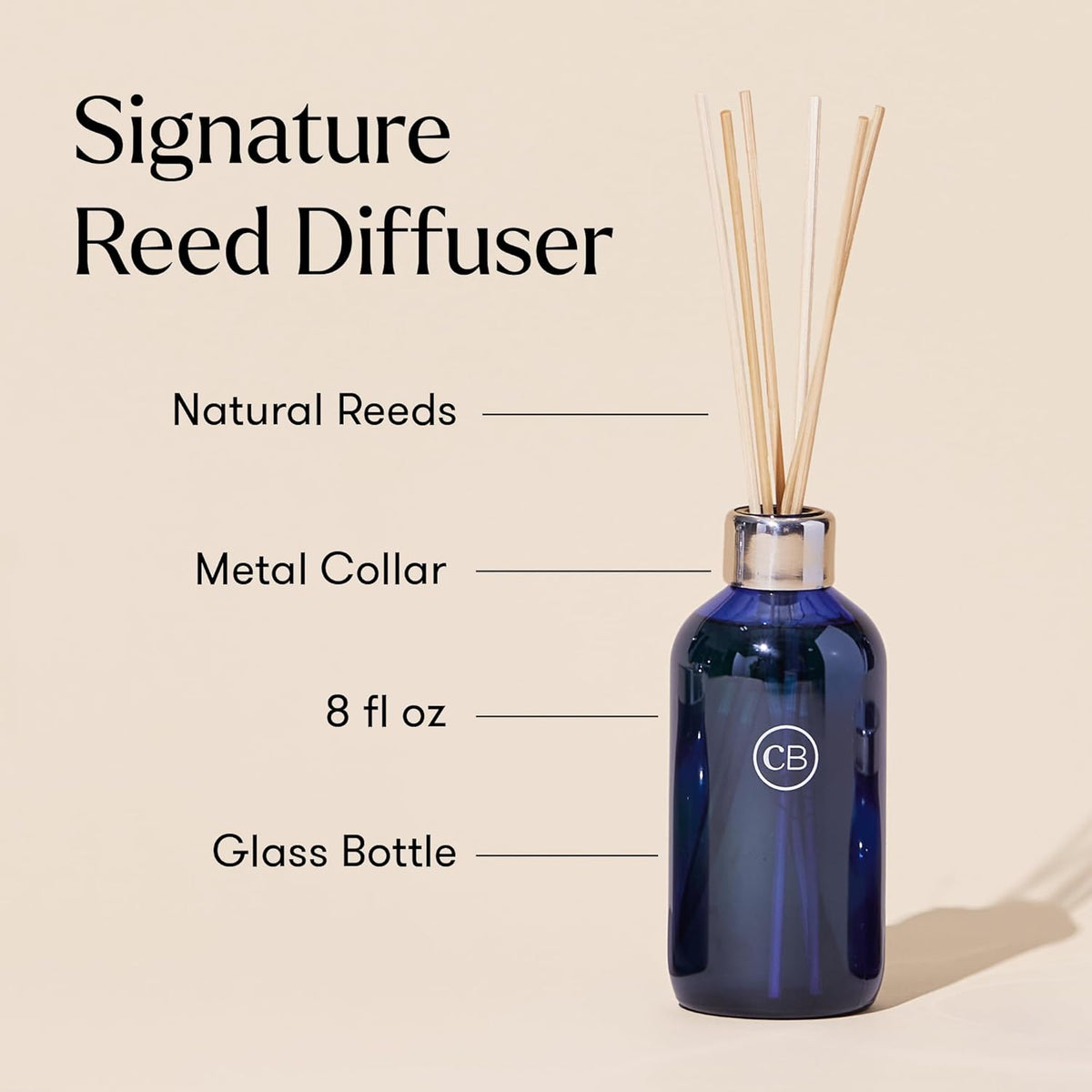 Capri Blue Volcano Reed Diffuser Set - Includes Reed Diffuser Sticks, Fragrance Oil, and Glass Bottle - Luxury Scented Room Fresheners - Cobalt Blue (8 fl oz)