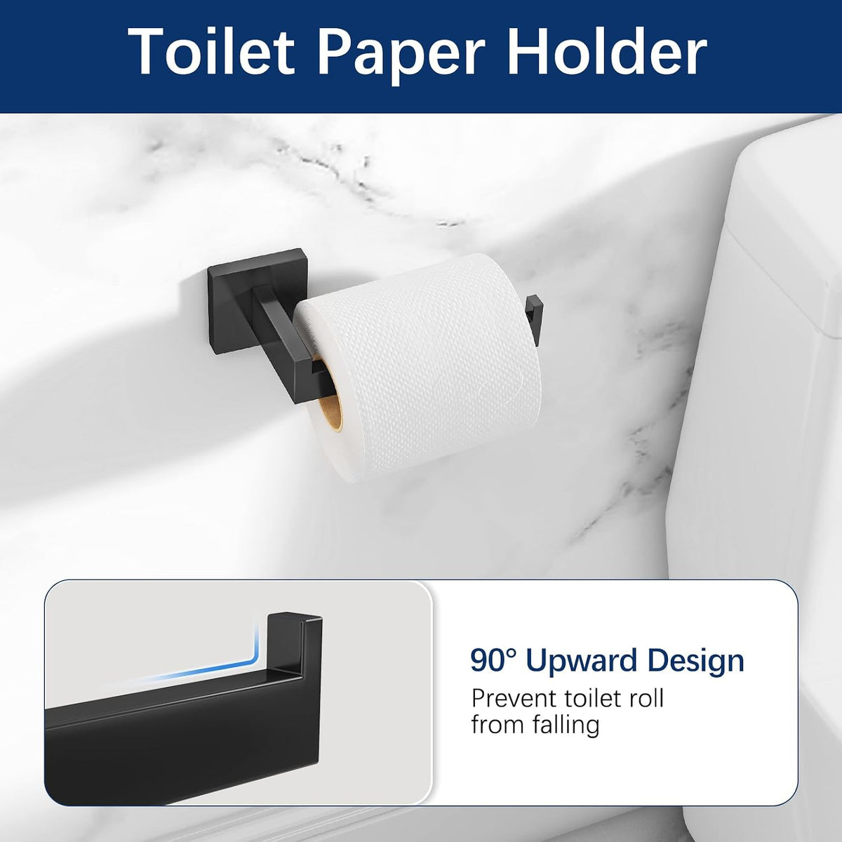 Gypie Bathroom Hardware Accessories Set, 5-Piece 16In Black Wall Mounted