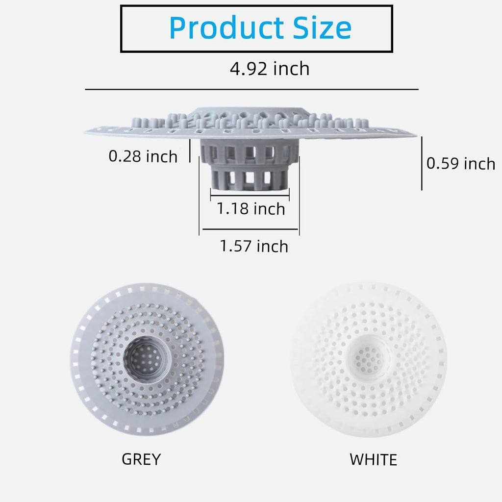 White Drain Hair Catcher Shower Drain Cover Hair Catcher Bathtub Drain Hair Catcher Silicone Tub Hair Catcher Drain Protector