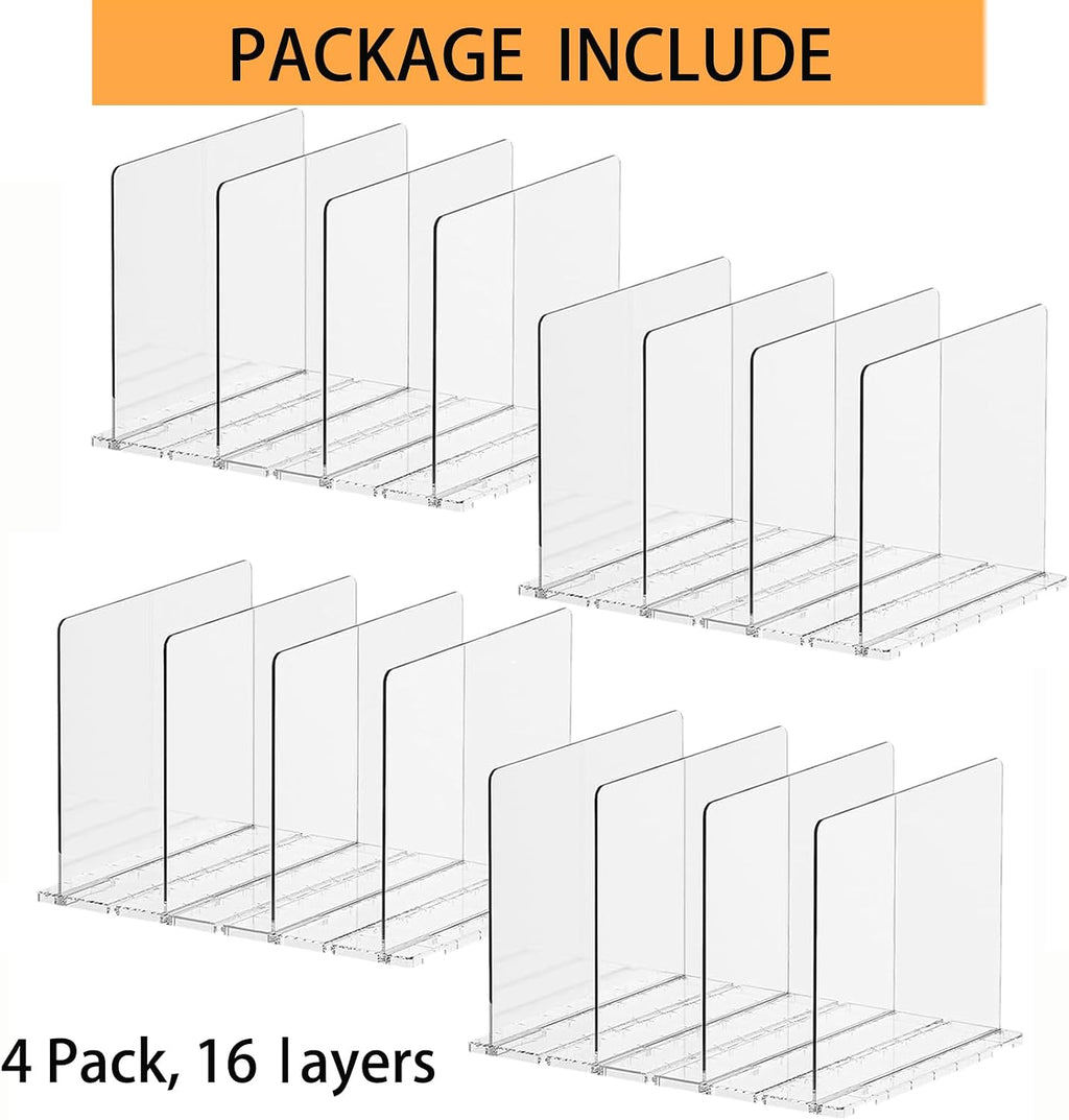 Adjustable Shelf Divider for Closet, Clear Purse Organizers for Closet Acrylic Handbag Separators Storage Shopping Gift Bag Organizer Bookshelf Separator Dividers in Bedroom, Office
