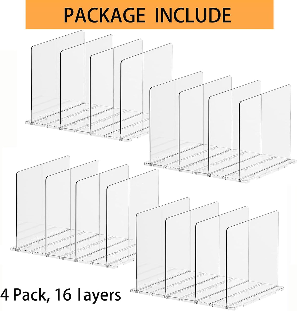 Adjustable Shelf Divider for Closet, Clear Purse Organizers for Closet Acrylic Handbag Separators Storage Shopping Gift Bag Organizer Bookshelf Separator Dividers in Bedroom, Office