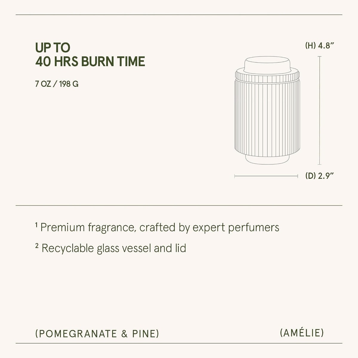 LA JOLIE MUSE Pomegranate Pine Scented Candles for Home, Natural Soy 7 oz