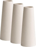 White Ceramic Vase, 8.5 Inch Flowers Vase for Pampas Grass, Rustic Table Vase for Centerpieces, Simple Modern Vase for Home Office Decor - Creamy White (Pack of 3)