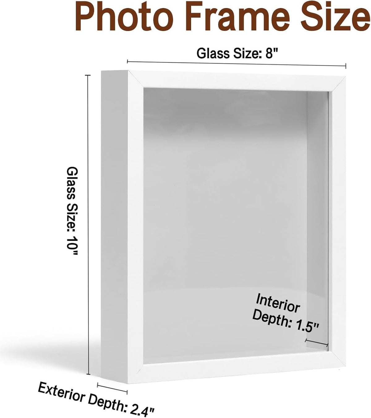 8*10 Shadow Box Frame Display Case, 3D Picture Frame, Display Case Box for Memorabilia, Baby Items, Wedding Memories, Crafts, Tickets and Photos (White)