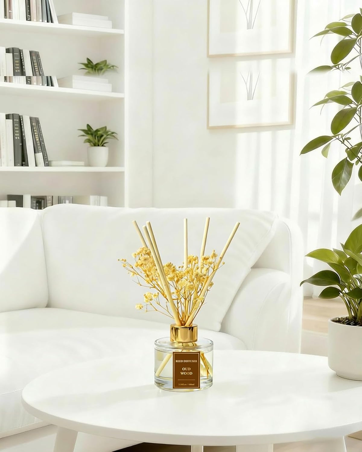 Reed Diffuser Set-Oud Wood Scent 3.38 fl oz,Scent Long
