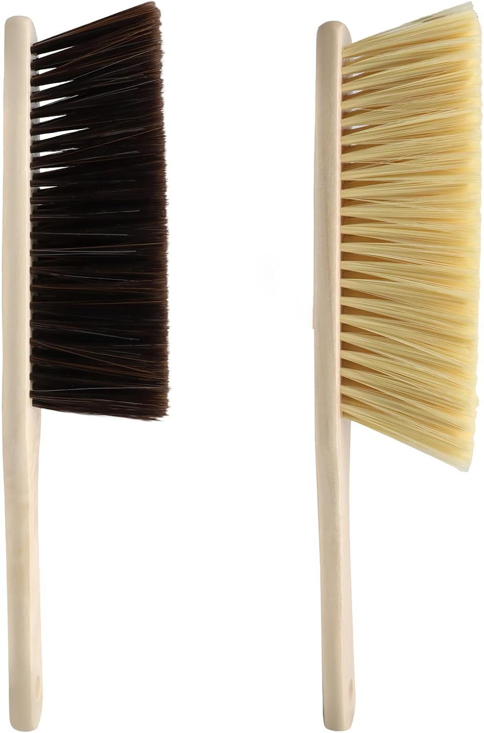 2 Pack Wooden Handle Dust Brush Set, Khaki, Brown