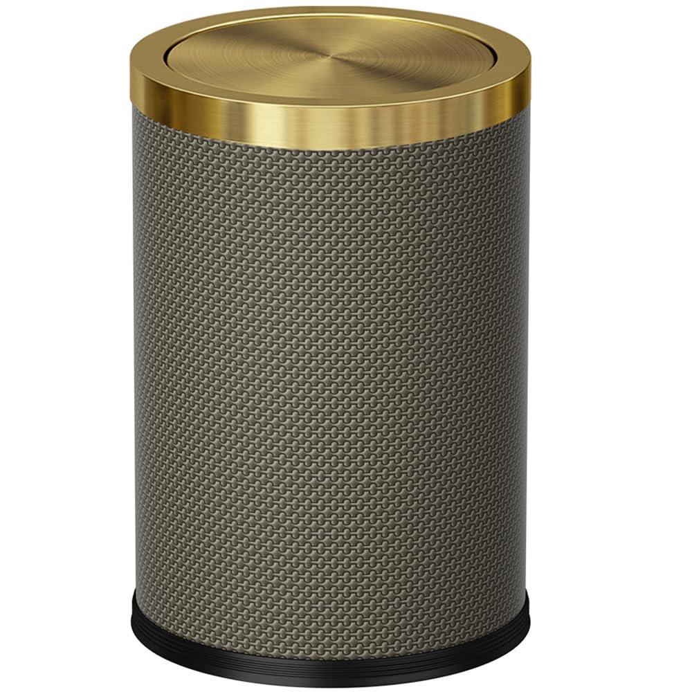 9L/2.4gal Bathroom Trash Can,Brass Trash Can,Swing Lid