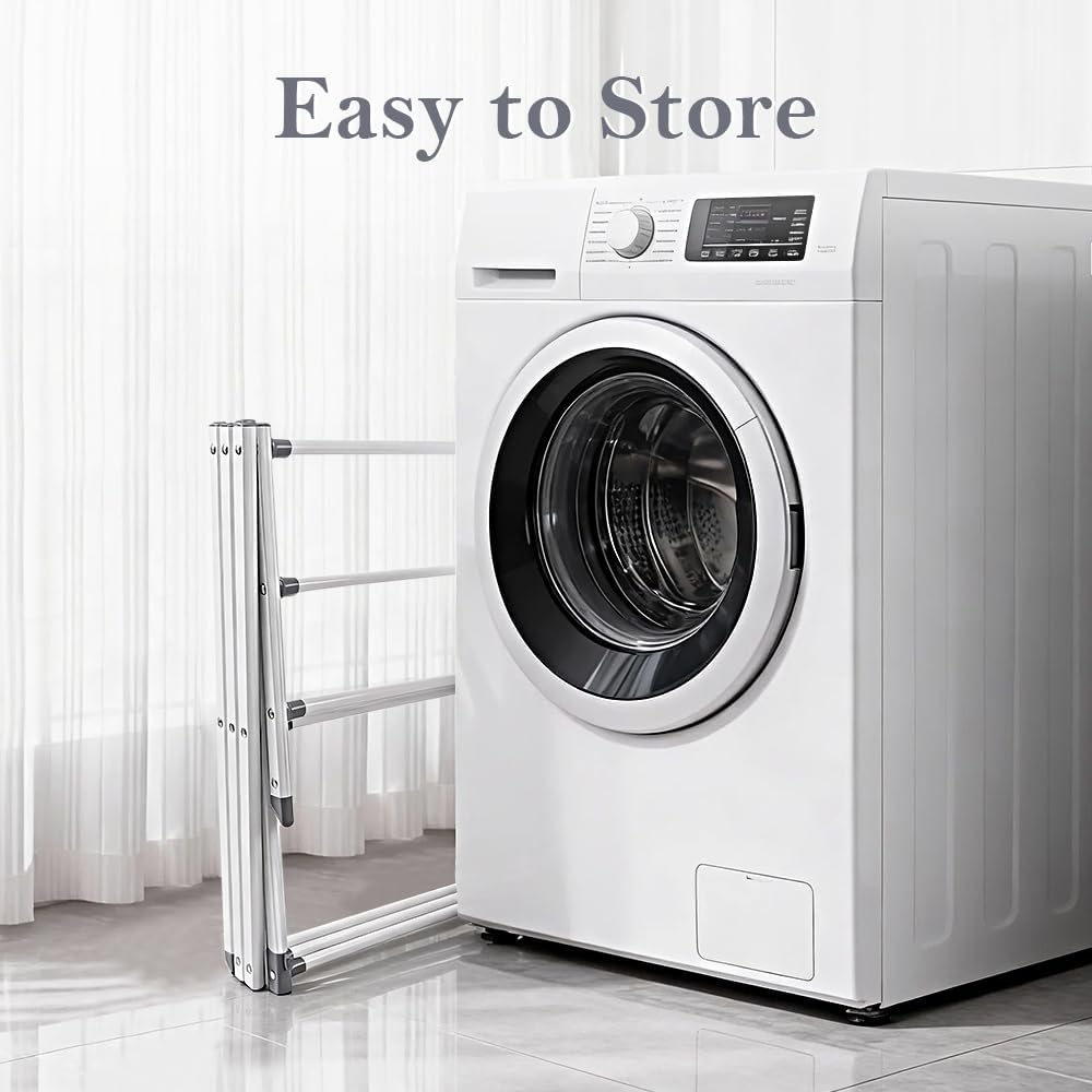 4-Tier Foldable Clothes Drying Rack 15" D x 29" W x 52" H - White