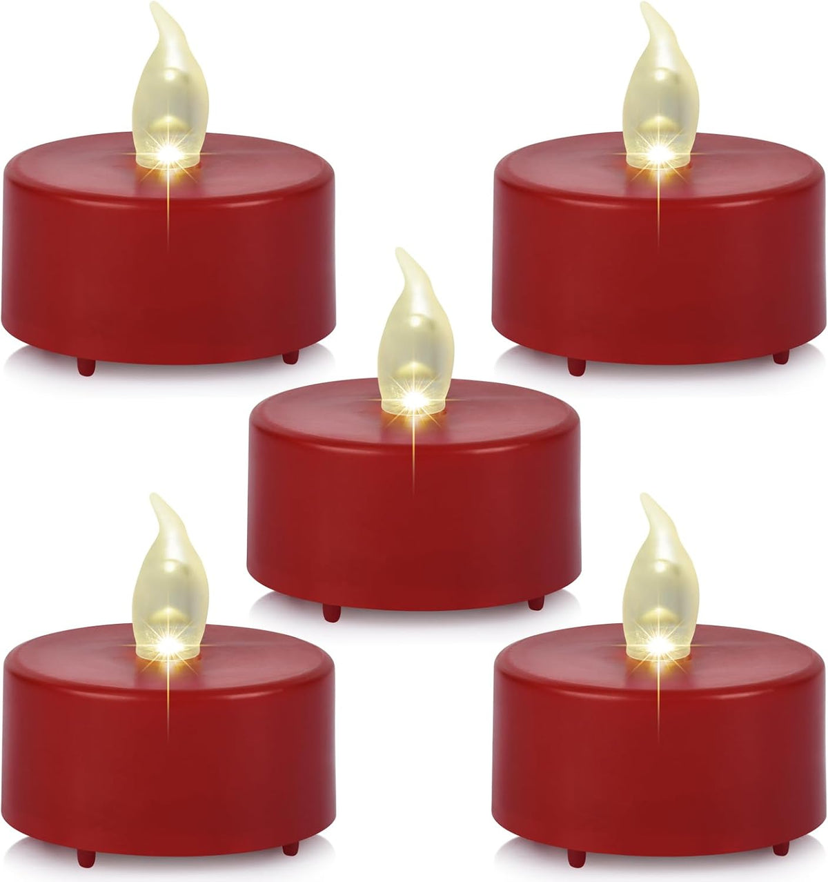 Flameless LED Tea Lights Candles 100 Pack Battery Operated Red