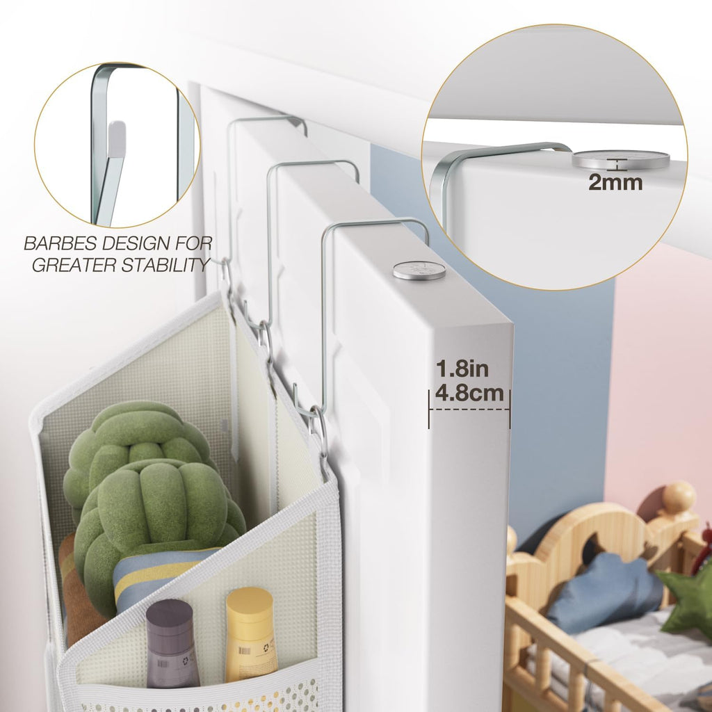 Over the Door Organizer Over the Door Shoe Organizer with 5 Front & 10 Mesh Side Pockets, Versatile 5 Shelf Hanging Holder 50lb Capacity Storage with 3 Hook for Closet, Kitchen, Pantry, Beige