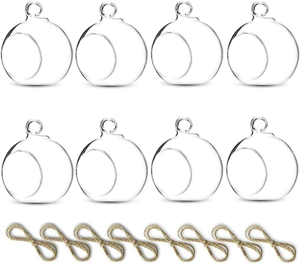 NUPTIO Hanging Glass Terrarium Globes, 8 Pcs, 3.15 Inch
