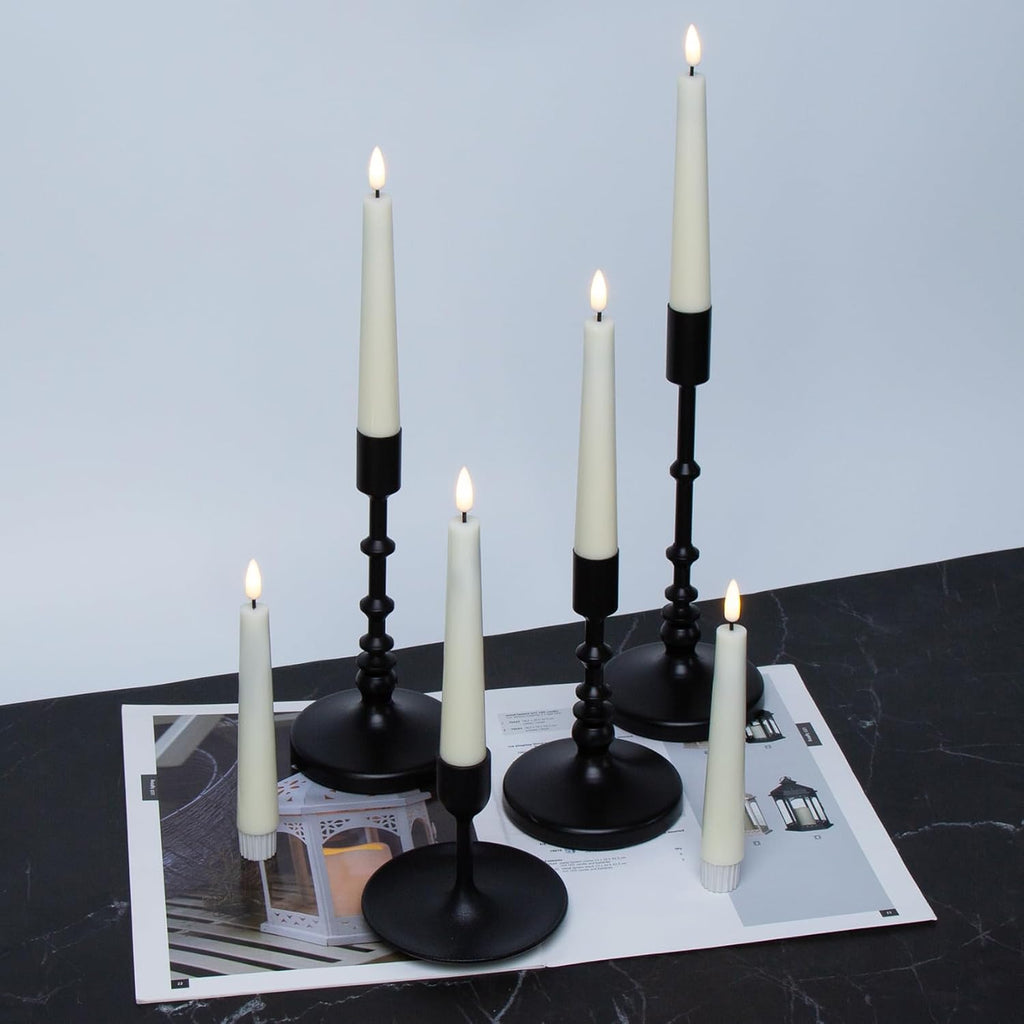 Eywamage Short Ivory Flameless Taper Candles with Remote Set of 6