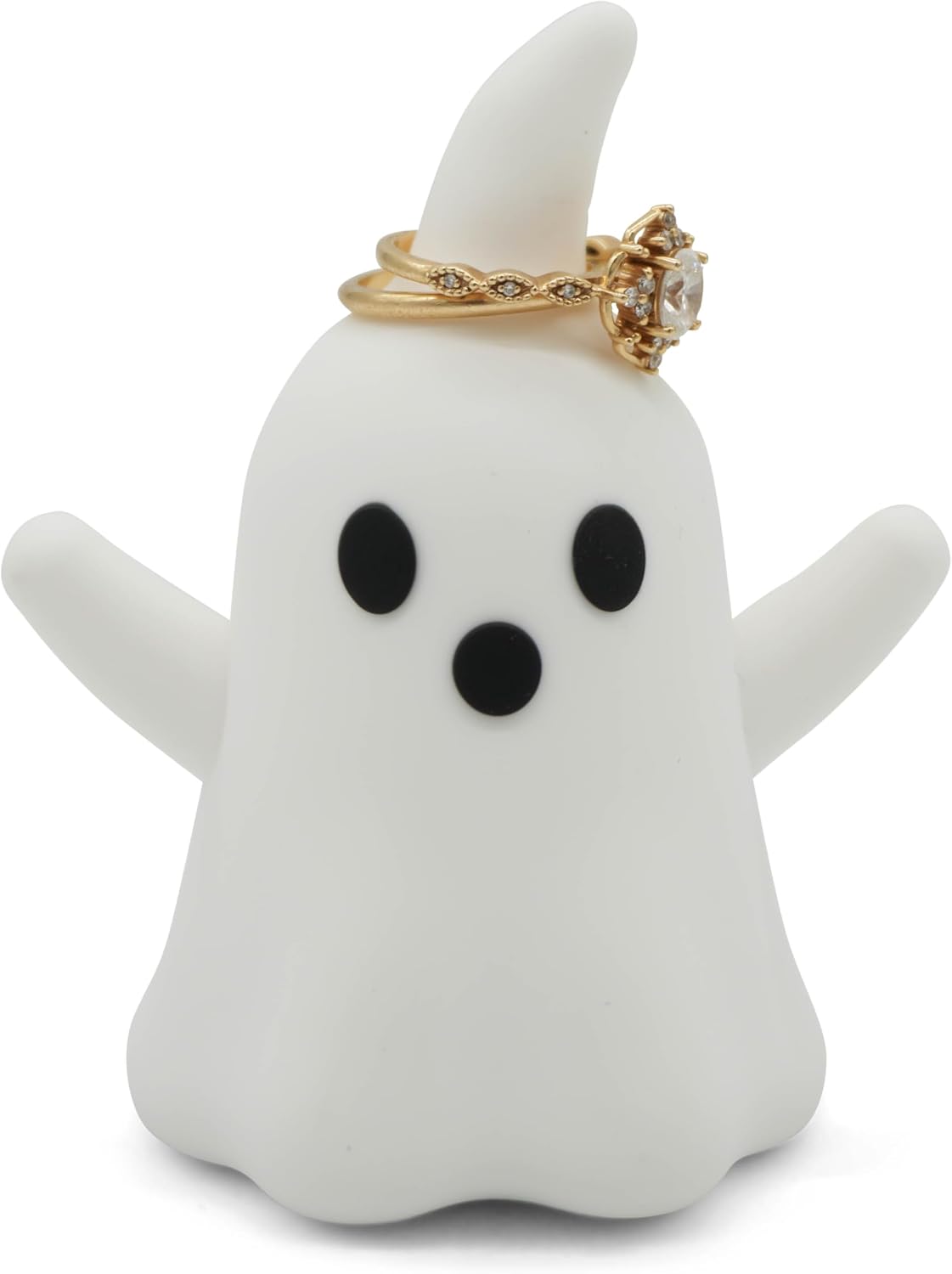 Figurine Ring Holder – Cute and Decorative Jewelry Organizer for Rings, Earrings & Small Accessories – Perfect for Vanity, Dresser, or Bathroom Countertop– Ghost