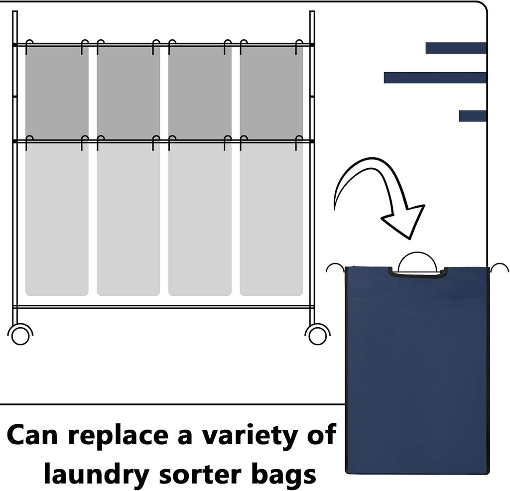 Bonuci 3 Pcs Laundry Sorter Replacement Bags, Dark Blue