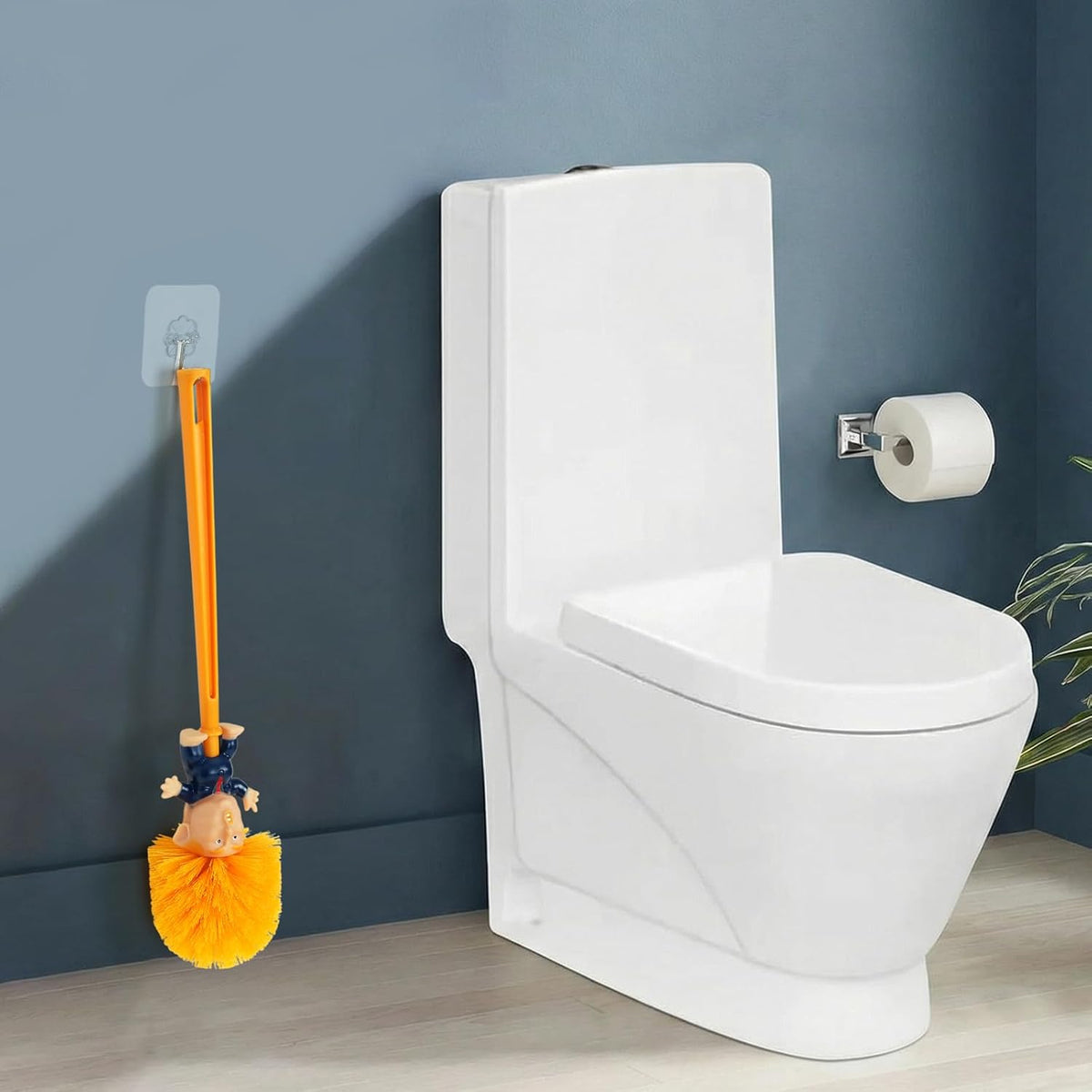 2PCS Funny Trump Toilet Brush with Adhesive Hooks, Prank Toilet Brush Cleaner Scubber, Make Toilet Great Again, Anti Trump Gag Gift for Bathroom Decor, Housewarming, White Elephant Party (2pcs-2)