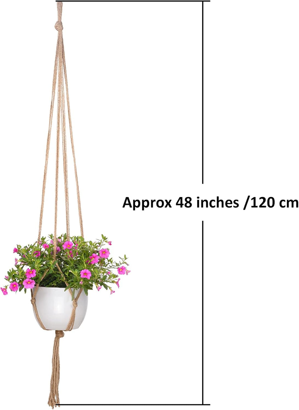 EBOOT 2 Pack 48 Inch Macrame Plant Hanger, Linen Color, 4 Legs