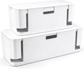 ZhiYo 2 Pack Cable Management Box, Medium & XL, Power Strip Organizer White