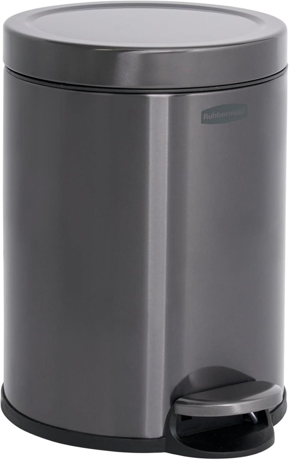 Rubbermaid Stainless Steel Round Step-On Wastebasket with Lid, 1.6-Gallon