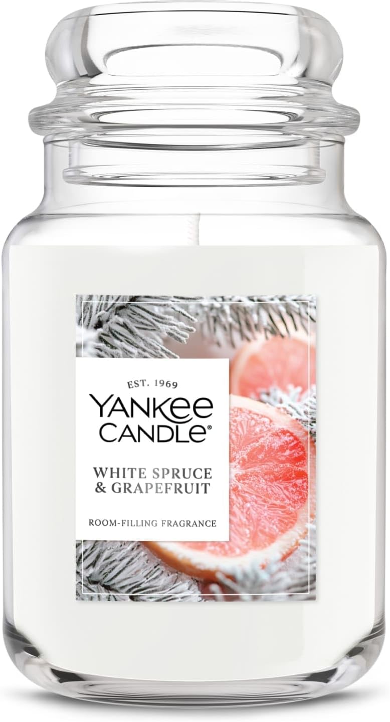 Yankee Candle White Spruce & Grapefruit Scented Candle, 22oz Large Jar