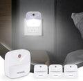 Night Lights Plug into Wall, Automatic LED Night Light with Dusk to Dawn Sensor, Modern V-Groove Design Square Night Lite for Hallway, 0.4W Plug-in Night Lights, 4-Pack (White Light)