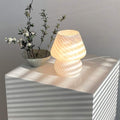 Translucent Table Mushroom Lamp Italian Style Modern Striped Glass Bedside Lamps Desk Light, Used for Baby Home Decoration of Dining, Living, Study,Gift