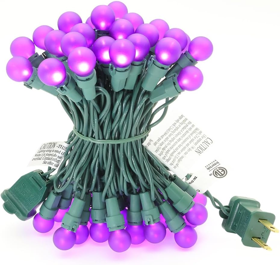 Halloween Lights Purple G15 Globe String Light 50 LED 13.5ft Plug in Faily Lights Christmast Tree Lights for Indoor and Outdoor use Thanksgiving Yard Xmas Tree