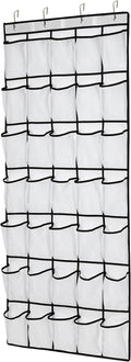 35 Pocket Over Door Shoe Organizer with 4 Metal Hooks（White）