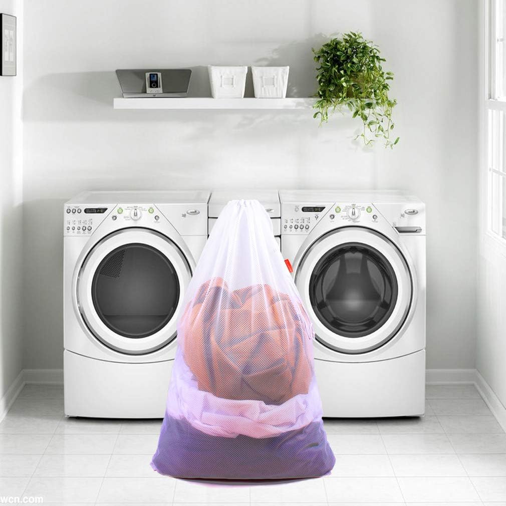 2 Pack Mesh Laundry Bags 24 x 36 Inches Drawstring Bag White