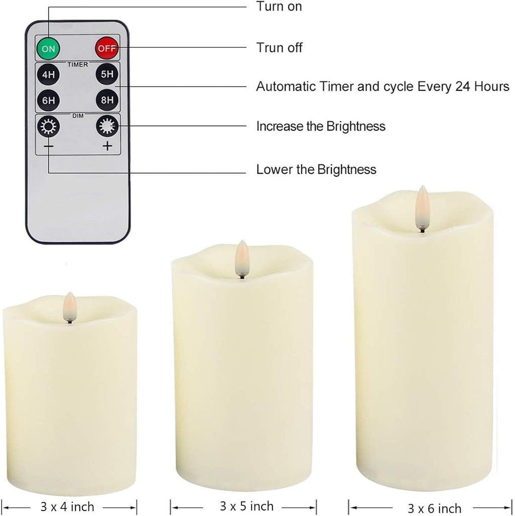 ANGELLOONG Flickering Flameless Candles with Remote, Fake Candles Set of 3