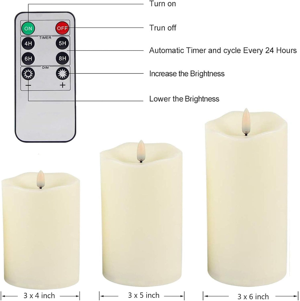 ANGELLOONG Flickering Flameless Candles with Remote, Fake Candles Set of 3