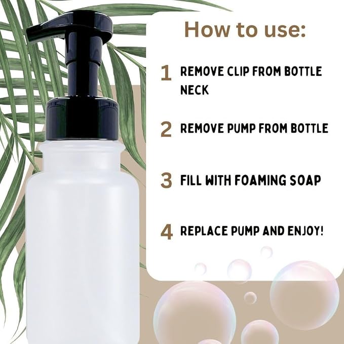 14 oz Plastic Foaming Soap Bottle Dispenser (Clear/Black)