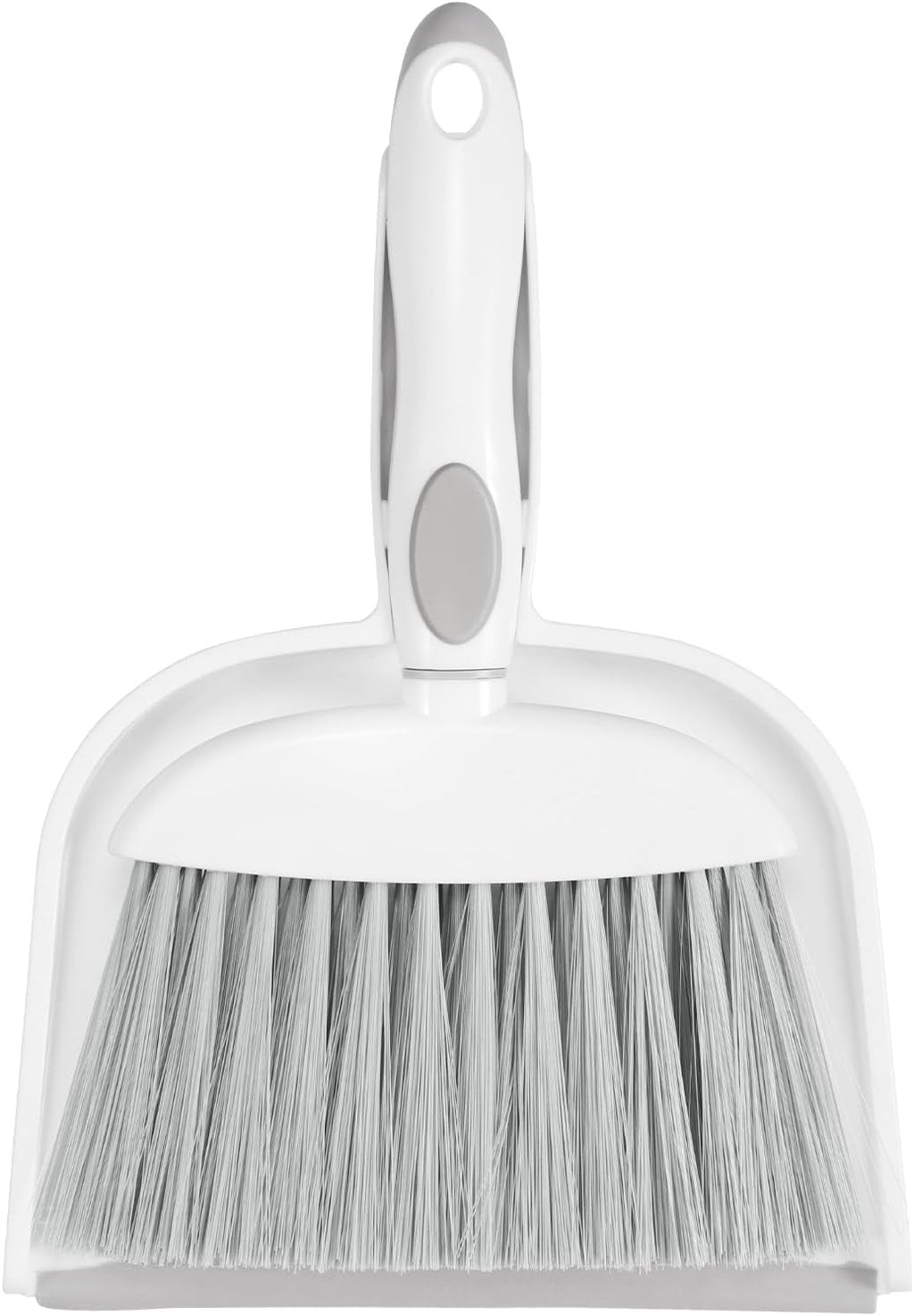 NACENA Small Dust Pan and Brush Set, Mini Broom and Dustpan Set, White&Gray