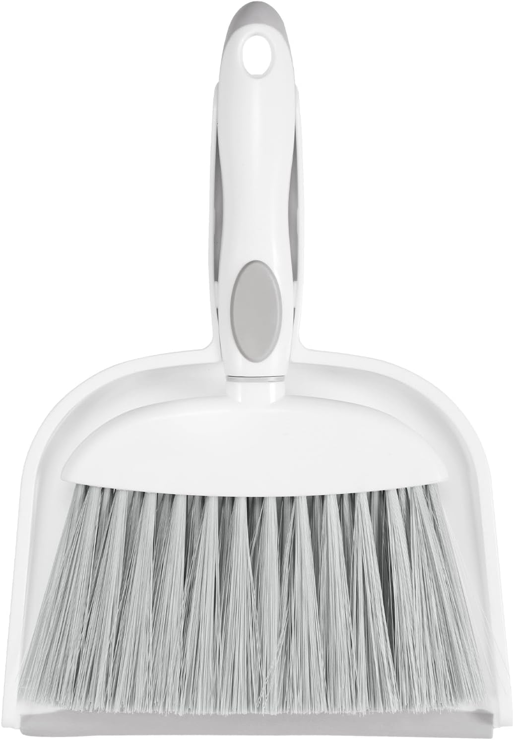NACENA Small Dust Pan and Brush Set, Mini Broom and Dustpan Set, White&Gray