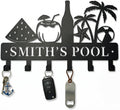 Coastal Metal Key Holder Wall Mount, Tropical Poolside Key Rack Hooks