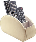 Remote Control Holder Organizer Table Desk Leather Control Storage TV Remote Control Organizer with 5 Spacious Compartments (Beige)